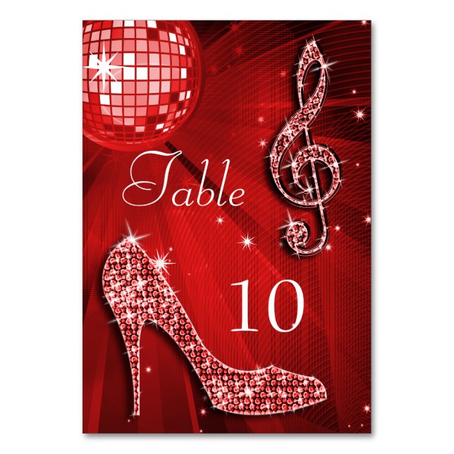 Numéro De Table Balle Red Disco et chaussure Stiletto double face (Dos)