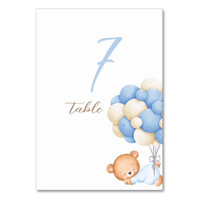 Numéro De Table Ballons d'aquarelle de l'ours en peluche Tableau 7 (Par défaut)