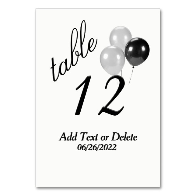 Numéro De Table Ballons d'argent Numéro de tableau de texte person (Par défaut)