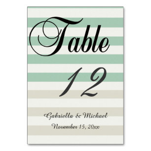 Numéro De Table Bandes à la menthe, pâles et blanches