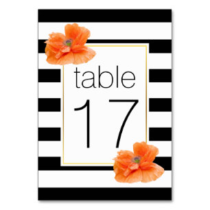 Numéro De Table Bandes blanches noires & pies mariage numéro de ta