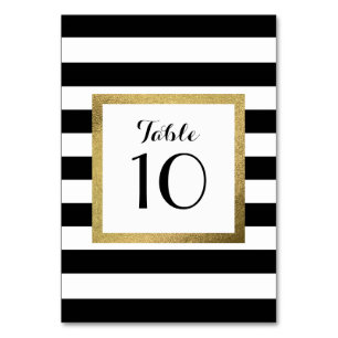 Numéro De Table Bandes noires et blanches avec table Mariage Gold
