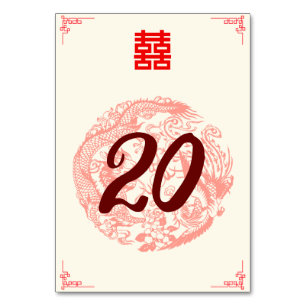 Numéro De Table Banquet mariage rouge Dragon et Phoenix