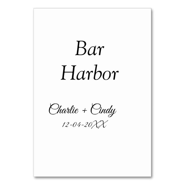 Numéro De Table Bar Harbour bachelorée fête d'honneur mariage a (Par défaut)