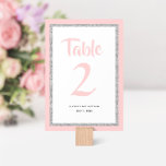 Numéro De Table Bat mitzvah brillant rose et argent<br><div class="desc">Ce numéro de table Bat mitzvah branché présente une parties scintillant brillante en faux plan contre un arrière - plan de couleur solide. Utilisez le formulaire modèle pour ajouter vos propres informations. L'outil de conception peut être utilisé pour modifier le style de police,  la couleur et la disposition.</div>