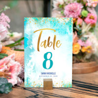 Bat mitzvah Turquoise Aquarelle Girl Script or