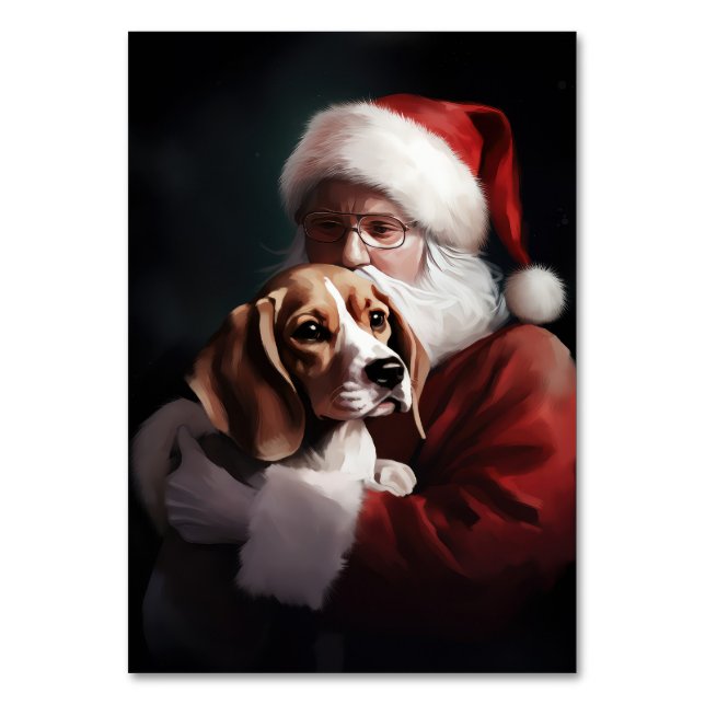 Numéro De Table Beagle avec le Père Noël Festif Noël (Par défaut)
