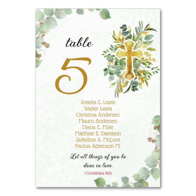 Numéro De Table Beau Eucalyptus Mariage chrétien (Par défaut)