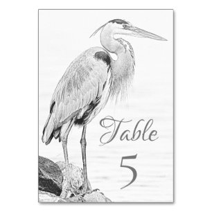Numéro De Table Beau Mariage de croquis d'oiseaux d'eau de Héron b