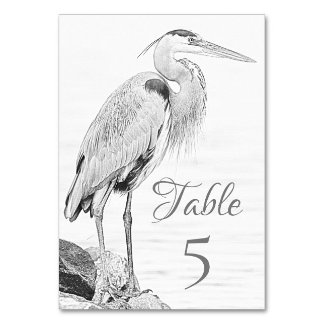 Numéro De Table Beau Mariage de croquis d'oiseaux d'eau de Héron b (Par défaut)