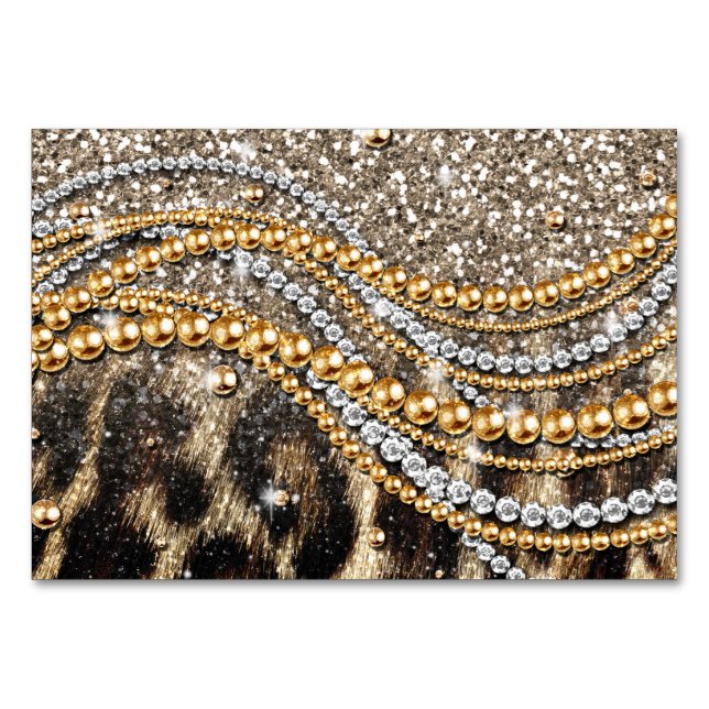 Numéro De Table Beau Poster de animal tendance Leopard Faux (Devant)