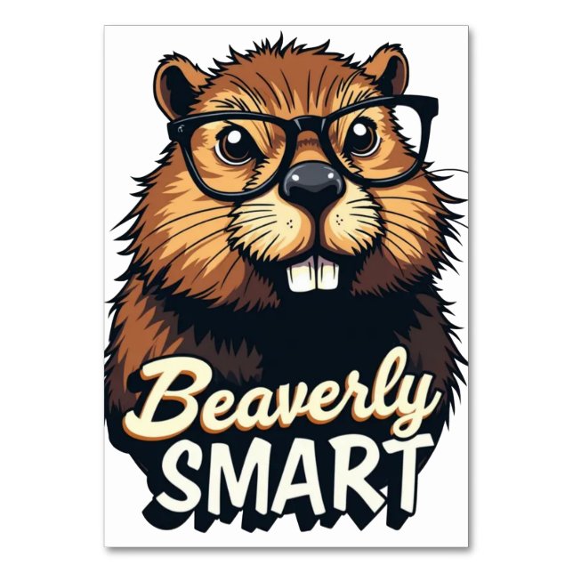 Numéro De Table Beaverly Smart - Drôle Castor avec lunettes Graphi (Par défaut)