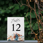 Numéro De Table Beige & bleu Dusty Floral Numéro de tableau<br><div class="desc">Habillez vos tables de mariage ou de fête avec votre carte de numéro de table Beige & bleu Dusty Floral.</div>