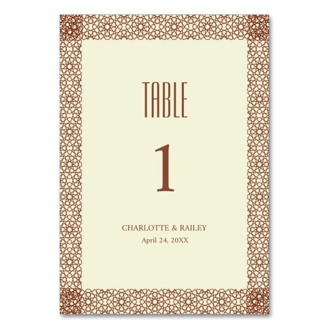 Numéro De Table Beige Brown Russe islamique géométrique Frontière  (Par défaut)