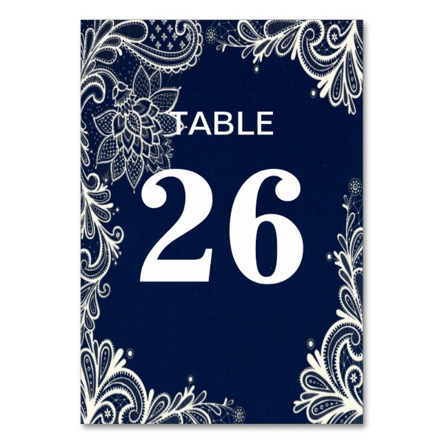 Numéro De Table belle plage nautique blanc dentelle marine bleu (Par défaut)