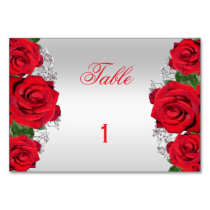 Numéro De Table Belle Romantique Roses Rouges Anniversaire