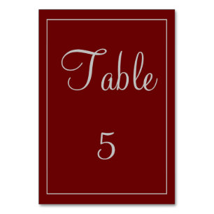 Numéro De Table Belle Rouge et Grey