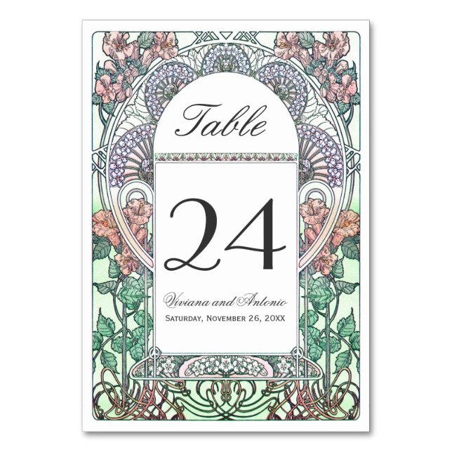Numéro De Table Belle table Mariage Art Nouveau Numéros (Par défaut)