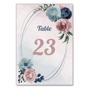 Numéro De Table belle végétation fleurie rose bleu