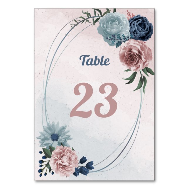 Numéro De Table belle végétation fleurie rose bleu (Par défaut)