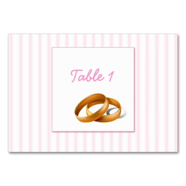 Numéro De Table Belles bandes roses avec anneaux Mariages (Devant)