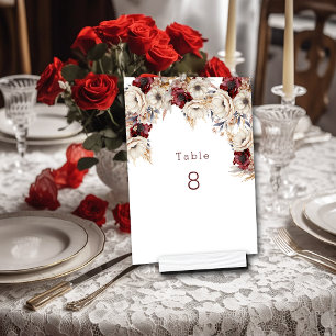 Numéro De Table Belles Roses Blanches Papes Bourgogne