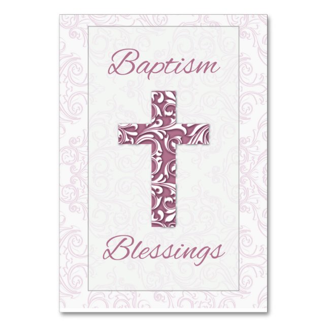 Numéro De Table Bénédictions de baptême fille Rose Croix Damassé T (Par défaut)