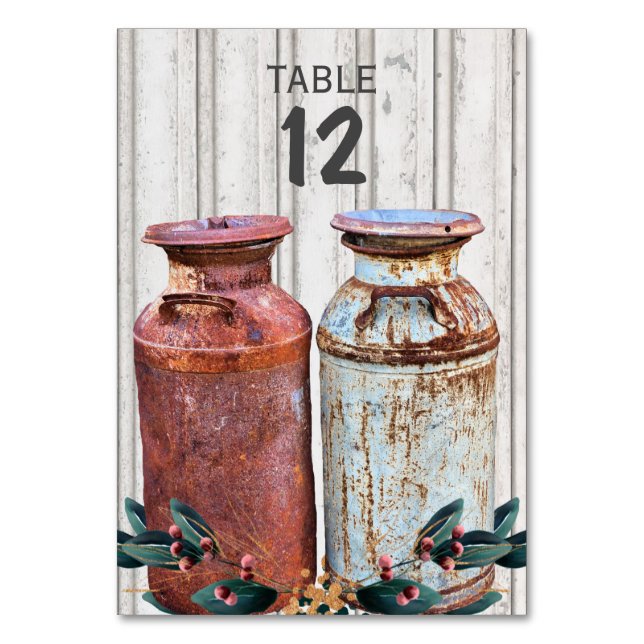 Numéro De Table Bidons à Lait Métal Ancien Rustique Antique Monogr (Par défaut)