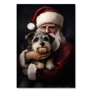 Numéro De Table Biewer Terrier Avec Noël Festif Du Père Noël