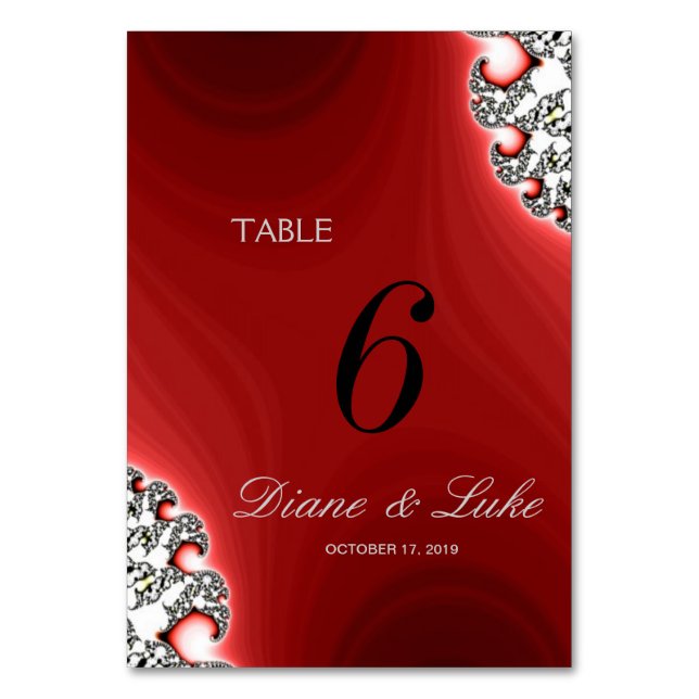 Numéro De Table Bijoux étincelante Mariage rouge Menu+Carte table (Par défaut)