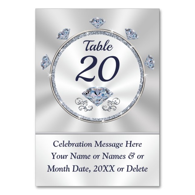 Numéro De Table Birthday, Anniversary, Wedding Table Number Cards (Par défaut)