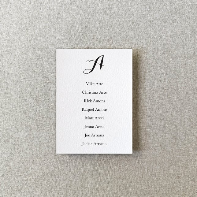 Numéro De Table Black and White Script Table Seating Chart Card (Créateur téléchargé)