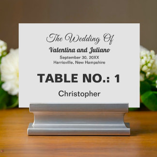 Numéro De Table Black and White Wedding Table Number