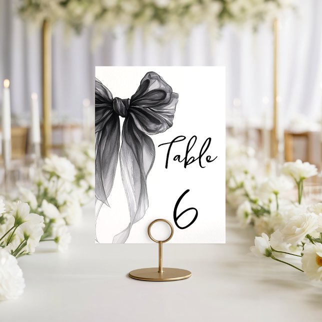 Numéro De Table Black Bow Coquette Themed Wedding Table Number (Créateur téléchargé)