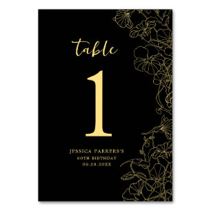Numéro De Table Black Gold fête d'anniversaire