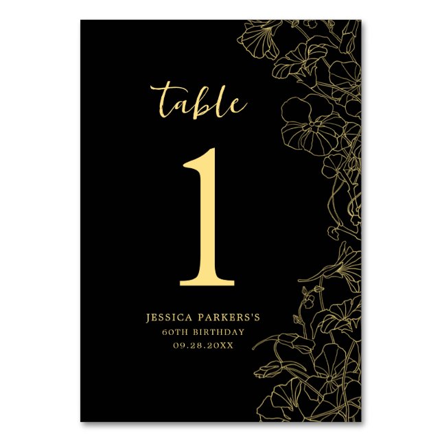 Numéro De Table Black Gold fête d'anniversaire (Par défaut)