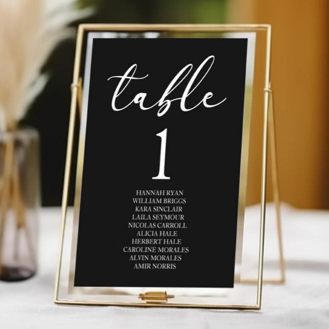 Numéro De Table Black Minimalist Elegant Classic Basic Wedding (Créateur téléchargé)