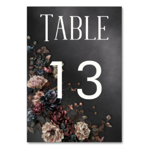 Numéro De Table Black Moody Gothic Flowers & Mist Mariage