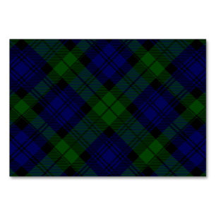 Numéro De Table Black Watch Tartan bleu vert Plaid