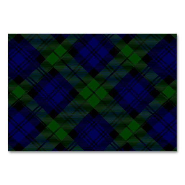 Numéro De Table Black Watch Tartan bleu vert Plaid (Devant)