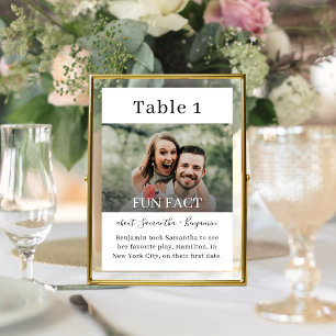 Numéro De Table Black & White Fun Facts Photo Mariage Table Card