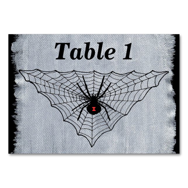 Numéro De Table Black Widow Spider Marquage rouge dans le Web noir (Devant)