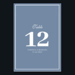 Numéro De Table blanc cadre bleu poussiéreux mariage numéro de tab<br><div class="desc">design de cadre blanc avec numéro de table de mariage noir bleu poussiéreux.</div>