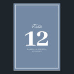 Numéro De Table blanc cadre bleu poussiéreux mariage numéro de tab<br><div class="desc">design de cadre blanc avec numéro de table de mariage noir bleu poussiéreux.</div>
