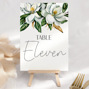 Numéro De Table Blanc Magnolia Floral Rustic Mariage Numéro de tab