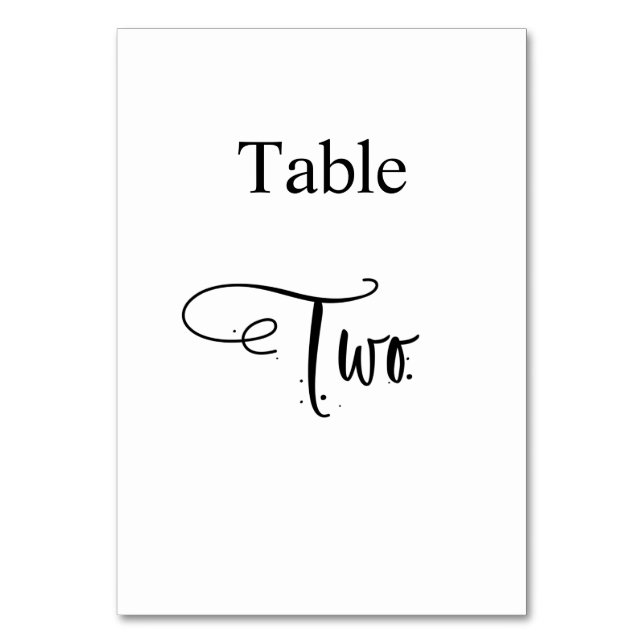 Numéro De Table Blanc Noir calligraphie table deux élégant (Par défaut)