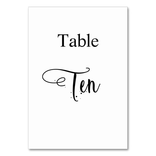 Numéro De Table Blanc noir élégant calligraphie table dix 10 (Par défaut)