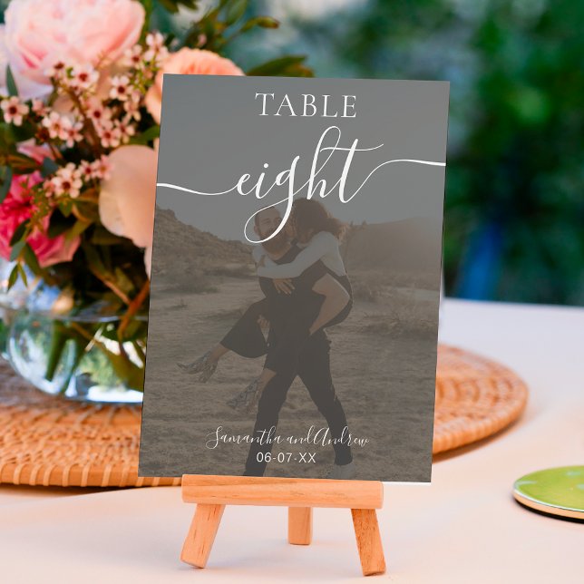 Numéro De Table Blanc sur les noms de script noir photos mariage (Créateur téléchargé)