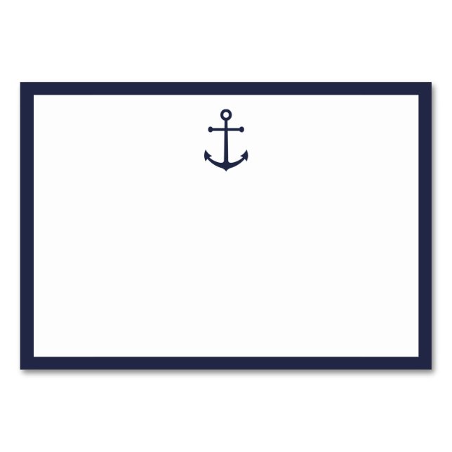 Numéro De Table Blank Nautical Marine Bleu Ancres souhaits Mariage (Devant)