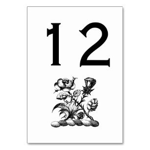 Numéro De Table Blason Rose et Chardon Armoiries Cimier Emblème